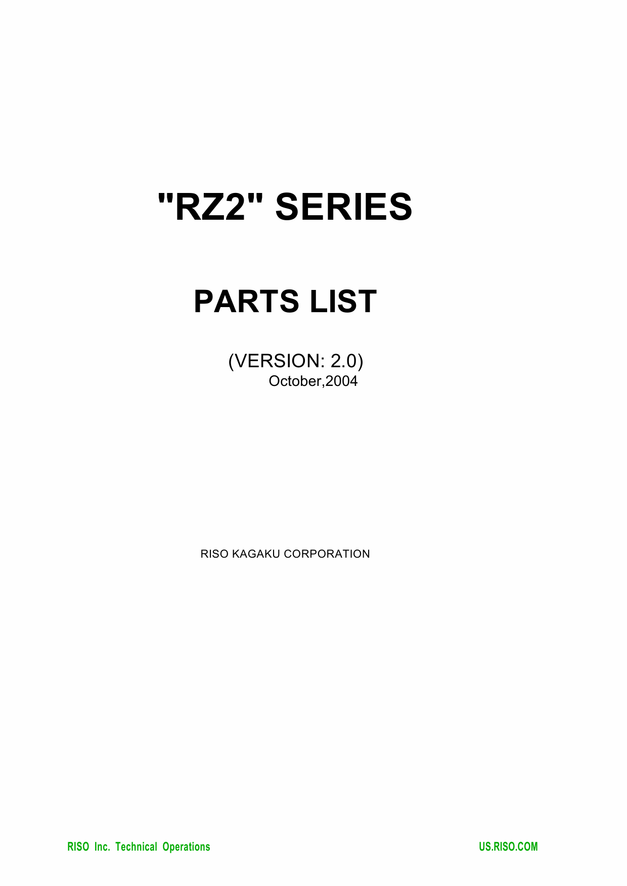 RISO RZ 200 220 230 Parts List Manual-1